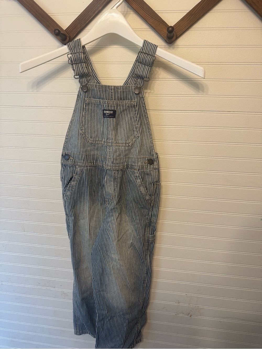 OshKosh B'gosh Kids Blue & White Striped Relaxed Jeans Overalls